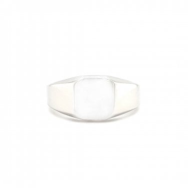 Faith Gents Sterling Silver Plain Rounded Square Signet Ring
