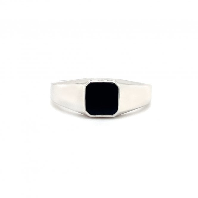 Faith Sterling Silver Faith Gents Sterling Silver Square Black Stone Signet Ring