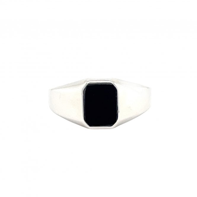 Faith Sterling Silver Faith Gents Sterling Silver Square Black Stone Signet Ring
