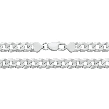 Faith Sterling Silver Flat Bevelled Curb Bracelet 8", 14.4g