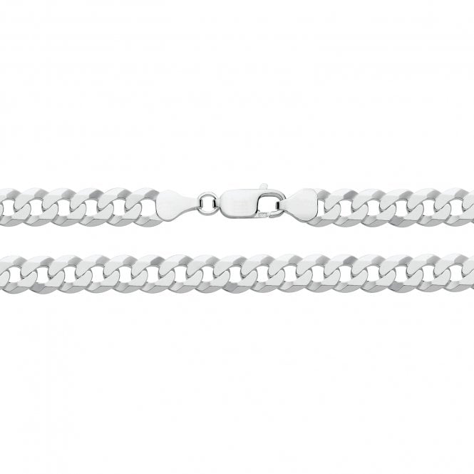 Faith Sterling Silver  Flat Bevelled Curb Bracelet 8