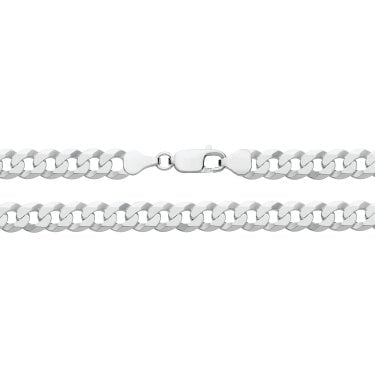 Faith Sterling Silver Flat Bevelled Curb Bracelet 8", 9.9g