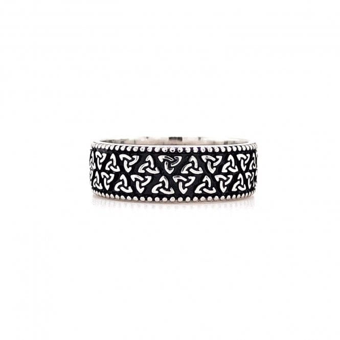 Faith Sterling Silver  Full Trinity Knot Black Ring 