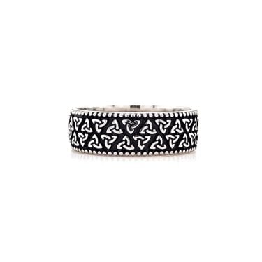 Faith Sterling Silver Full Trinity Knot Black Ring 