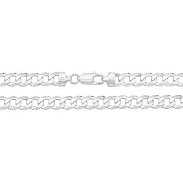 Faith Sterling Silver Gents Flat Curb Bracelet 8", 12.41g
