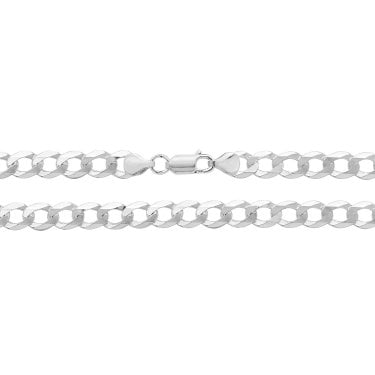 Faith Sterling Silver Gents Flat Open Curb Bracelet 8", 10.1g 
