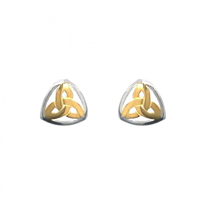 Faith Sterling Silver  Gold Tone Trinity Knot with Silver Surround Stud Earrings 0.8 x 0.8cm 