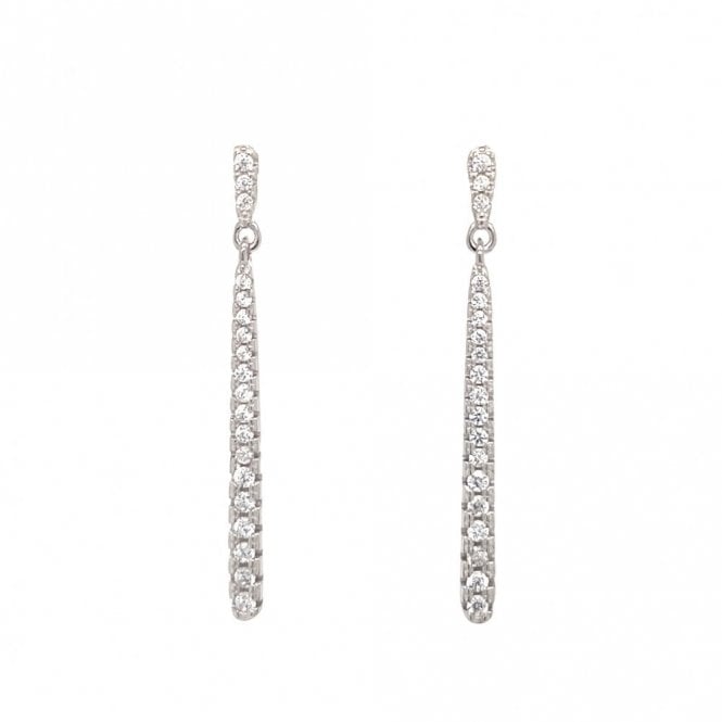 Faith Sterling Silver  Graduated CZ Bar Drop Earrings 3.3 x 3cm 