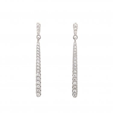 Faith Sterling Silver Graduated CZ Bar Drop Earrings 3.3 x 3cm 