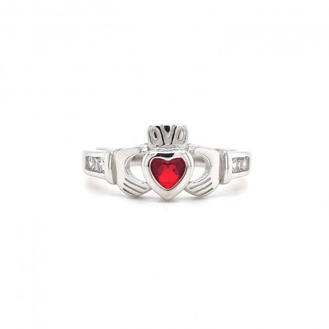 Faith Sterling Silver  January Birthstone Claddagh Ring 