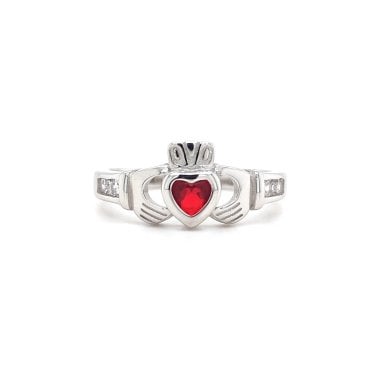 Faith Sterling Silver January Birthstone Claddagh Ring 