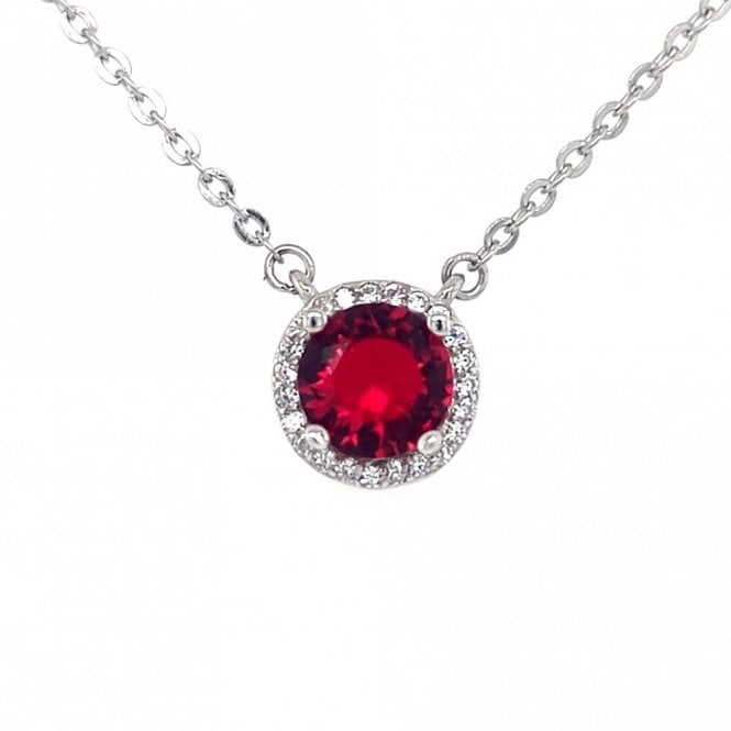 Faith Sterling Silver  January Birthstone CZ Halo Necklace 0.8 x 0.8cm, 16-18