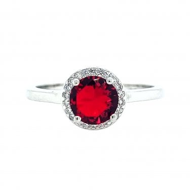Faith Sterling Silver January Birthstone CZ Halo Ring 