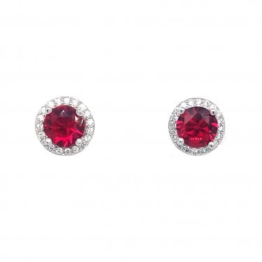 Faith Sterling Silver January Birthstone CZ Halo Stud Earrings 0.7 x 0.7cm 