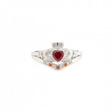 Faith Sterling Silver January Birthstone Wishbone Claddagh Ring