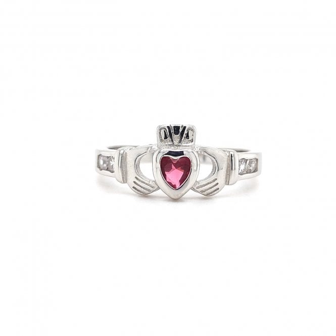 Faith Sterling Silver  July Birthstone Claddagh Ring 
