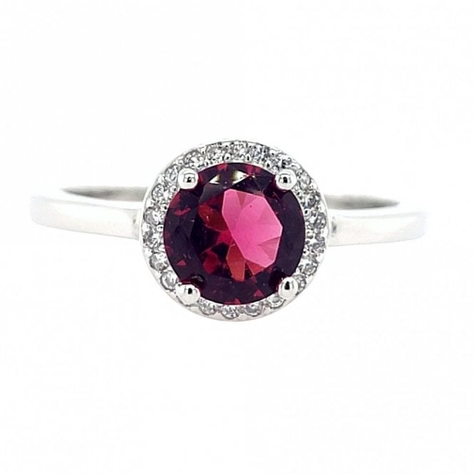 Faith Sterling Silver  July Birthstone CZ Halo Ring