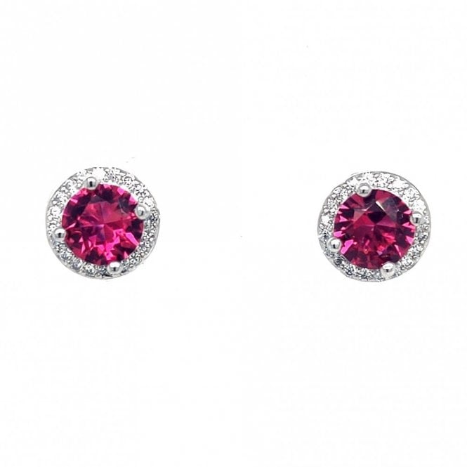 Faith Sterling Silver  July Birthstone CZ Halo Stud Earrings 0.7 x 0.7cm 