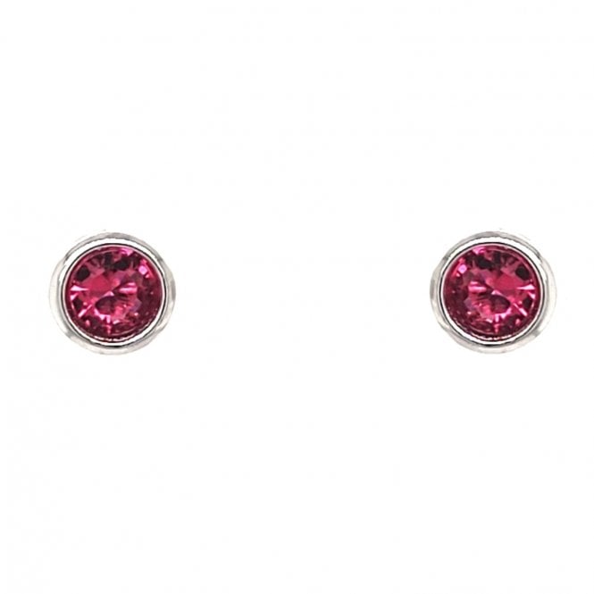 Faith Sterling Silver  July Birthstone Rubover CZ Stud Earrings 0.5 x 0.5cm 