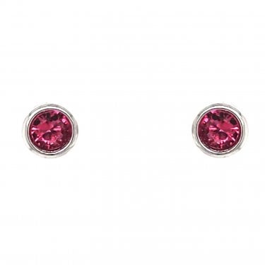 Faith Sterling Silver July Birthstone Rubover CZ Stud Earrings 0.5 x 0.5cm 