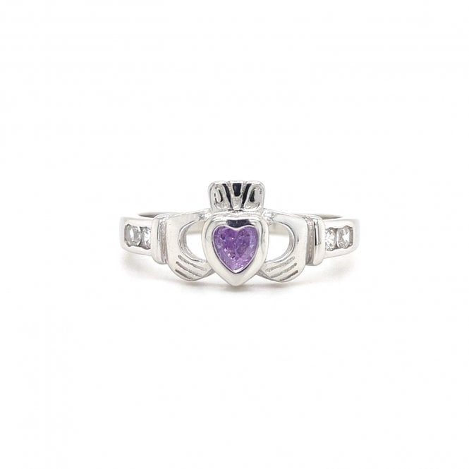 Faith Sterling Silver  June Birthstone Claddagh Ring 