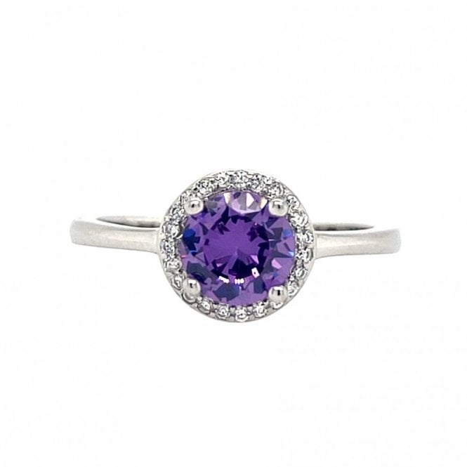 Faith Sterling Silver  June Birthstone CZ Halo Ring