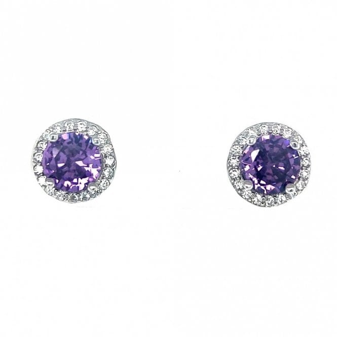 Faith Sterling Silver  June Birthstone CZ Halo Stud Earrings 0.7 x 0.7cm 