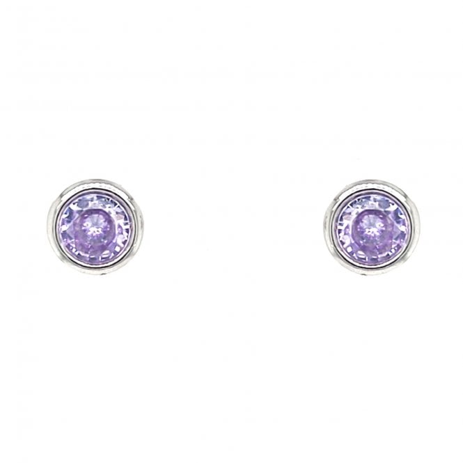 Faith Sterling Silver  June Birthstone Rubover CZ Stud Earrings 0.5 x 0.5cm 