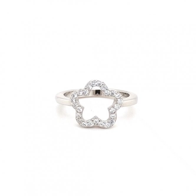 Faith Sterling Silver  Kids CZ Flower Outline Ring