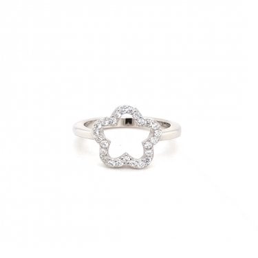 Faith Sterling Silver Kids CZ Flower Outline Ring