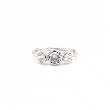 Faith Sterling Silver Kids Trilogy CZ Rubover Ring