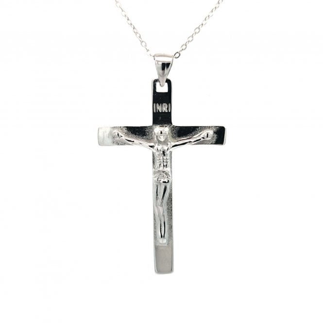 Faith Sterling Silver  Large Crucifix Necklace 2.8 x 4cm, 16-18