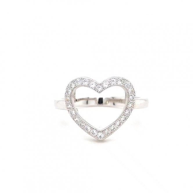 Faith Sterling Silver  Large CZ Open Heart Ring