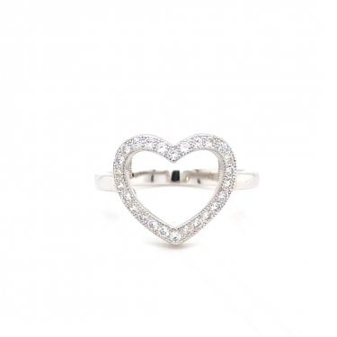 Faith Sterling Silver Large CZ Open Heart Ring