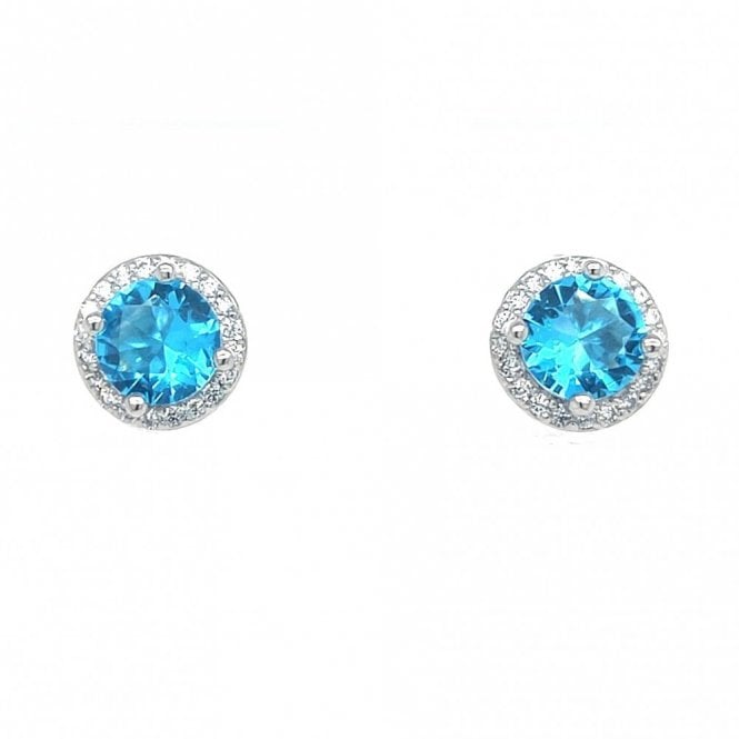 Faith Sterling Silver  March Birthstone CZ Halo Stud Earrings 0.7 x 0.7cm 