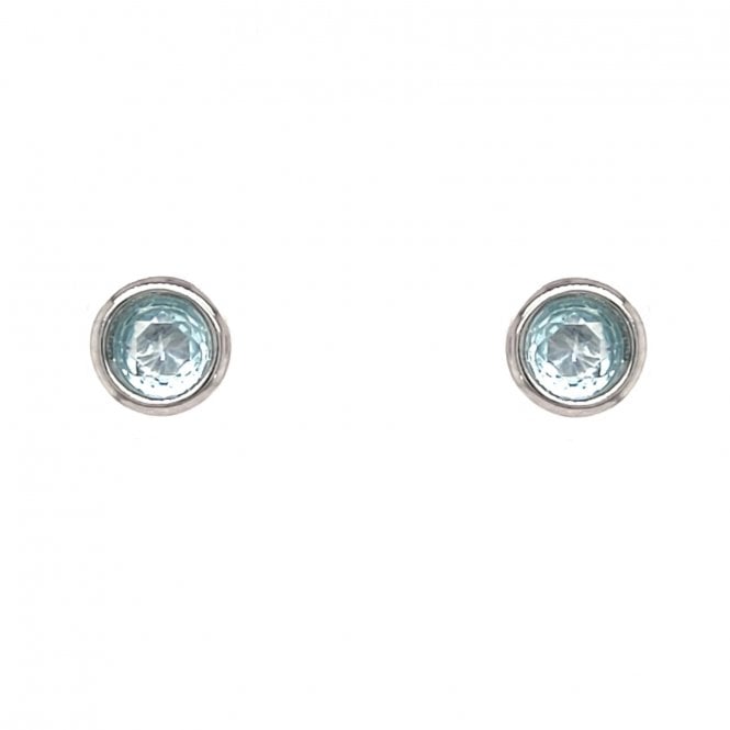 Faith Sterling Silver  March Birthstone Rubover CZ Stud Earrings 0.5 x 0.5cm 