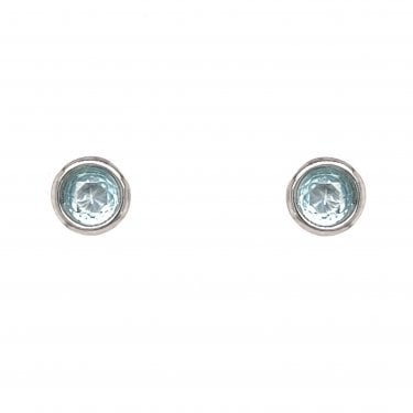 Faith Sterling Silver March Birthstone Rubover CZ Stud Earrings 0.5 x 0.5cm 
