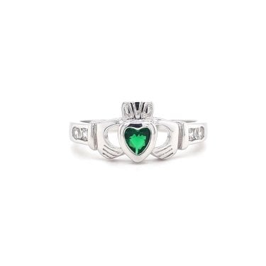Faith Sterling Silver May Birthstone Claddagh Ring   