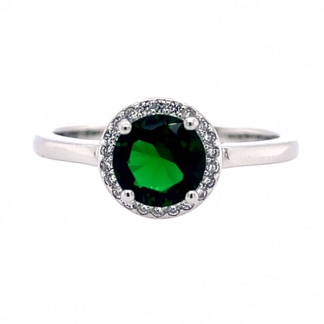 Faith Sterling Silver  May Birthstone CZ Halo Ring