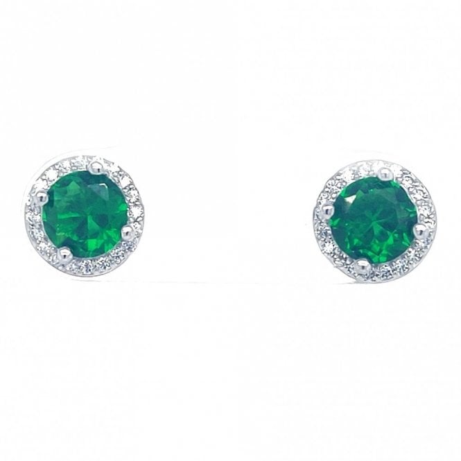 Faith Sterling Silver  May Birthstone CZ Halo Stud Earrings 0.7 x 0.7cm 