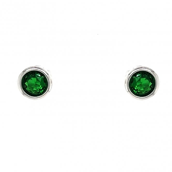 Faith Sterling Silver  May Birthstone Rubover CZ Stud Earrings 0.5 x 0.5cm 