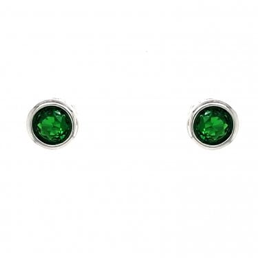 Faith Sterling Silver May Birthstone Rubover CZ Stud Earrings 0.5 x 0.5cm 