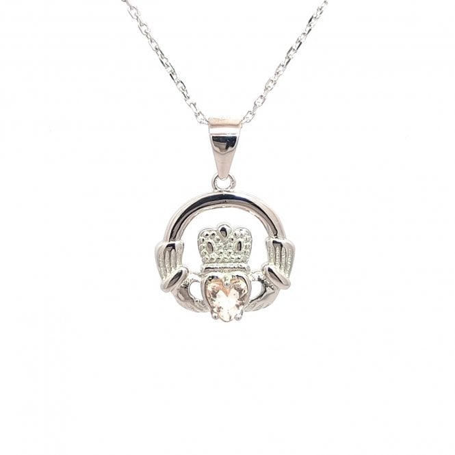 Faith Sterling Silver  November Birthstone Claddagh Necklace 1.4 x 1.3cm, 16-18