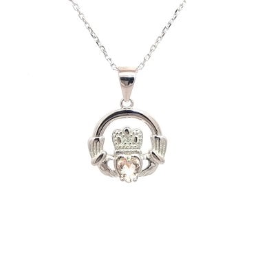 Faith Sterling Silver November Birthstone Claddagh Necklace 1.4 x 1.3cm, 16-18"
