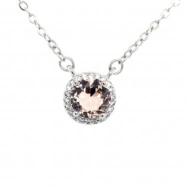 Faith Sterling Silver November Birthstone CZ Halo Necklace 0.8 x 0.8cm, 16-18"