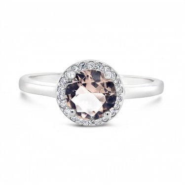 Faith Sterling Silver November Birthstone CZ Halo Ring