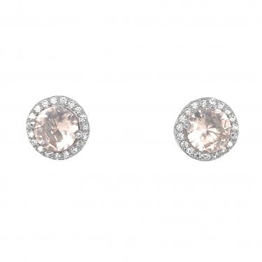 Faith Sterling Silver November Birthstone CZ Halo Stud Earrings 0.7 x 0.7cm 
