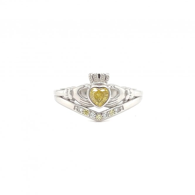 Faith Sterling Silver  November Birthstone Wishbone Claddagh Ring