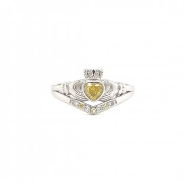 Faith Sterling Silver November Birthstone Wishbone Claddagh Ring