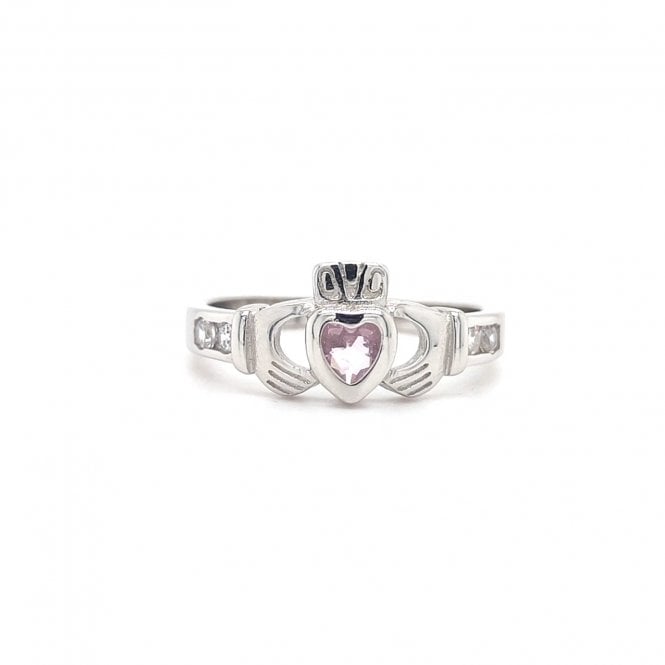 Faith Sterling Silver  October Birthstone Claddagh Ring 